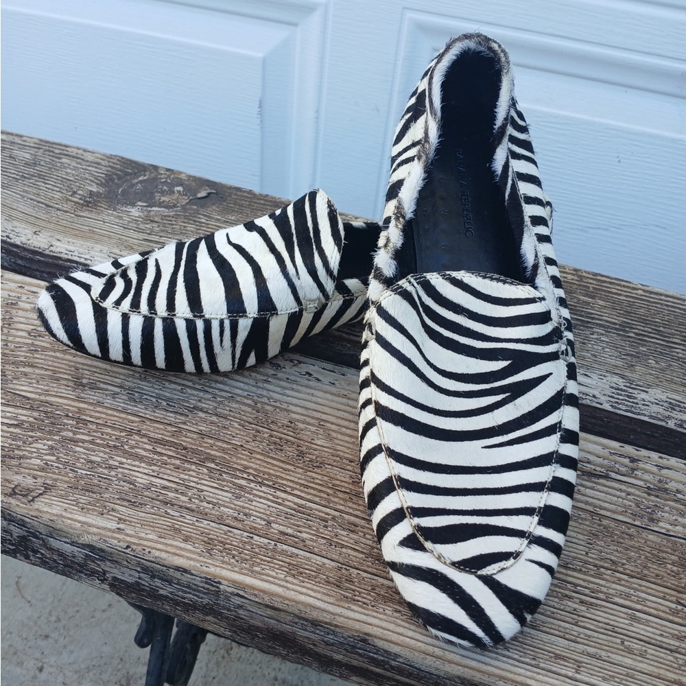 zebra print loafers! size 8!